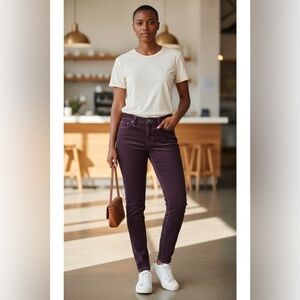 Ann Taylor LOFT Women's Deep Purple Plum Corduroy Modern Skinny Jeans Size 2P